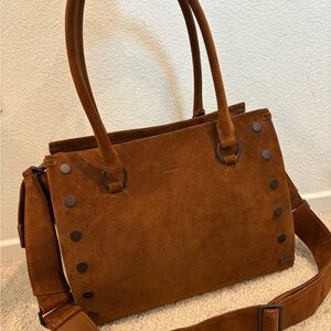 Hammitt Brown Suede Shoulder Bag with Stud Accents